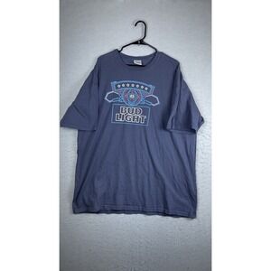 Comfort Wash Shirt Mens 2XL Blue Bud Light Beer Graphic Tee T-Shirt Bar Pub